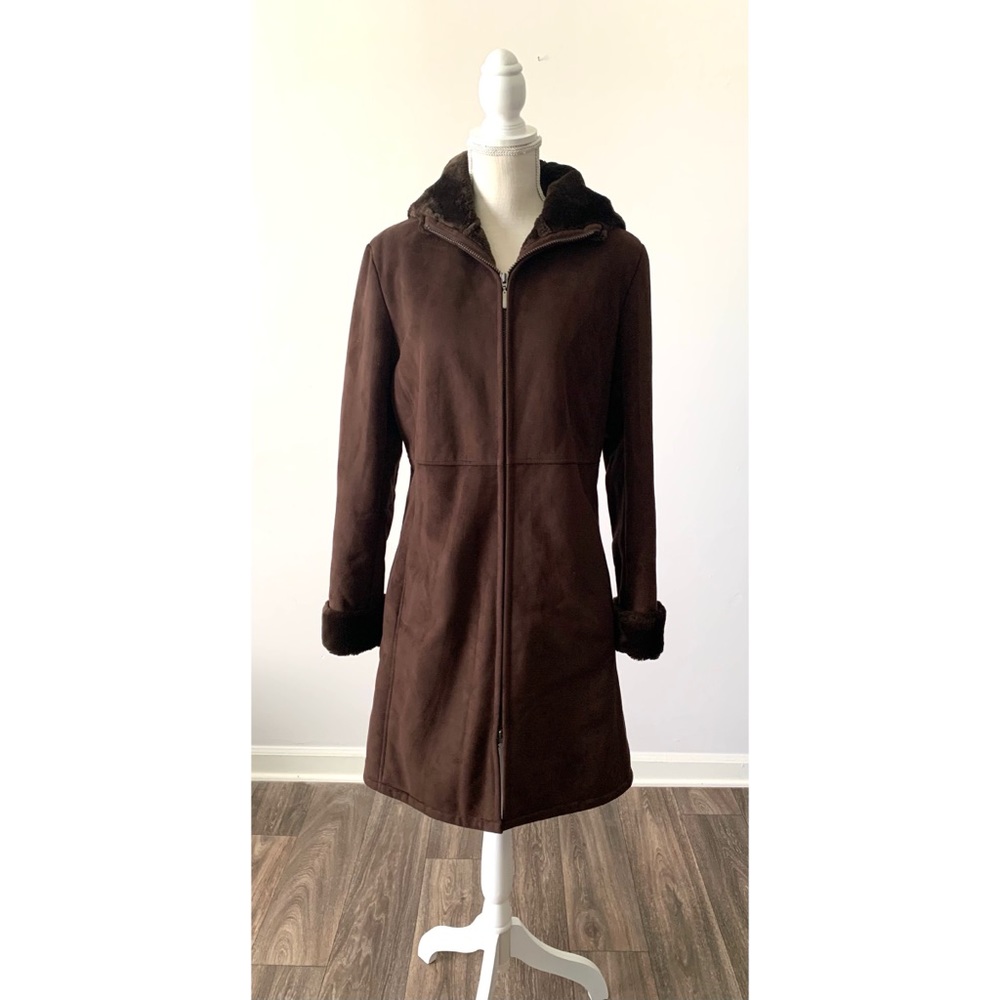 Talbots Vintage brown moleskin hooded coat Small